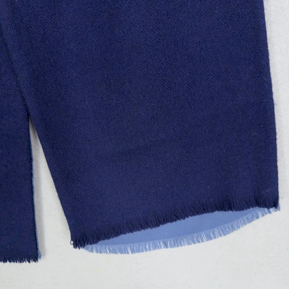Christian Dior Scarf Mens OS Blue Paisley Silk Wool Reversible Luxury Fringed
